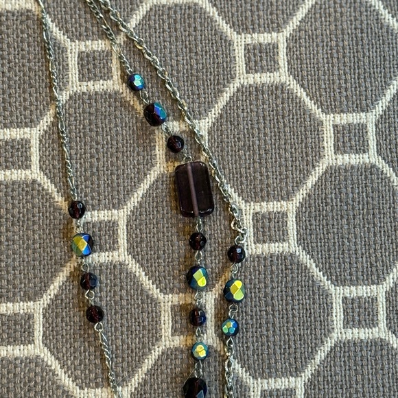 Elegant Multi-Layered Blue, Purple, and Silver Necklace - Picture 5 of 7